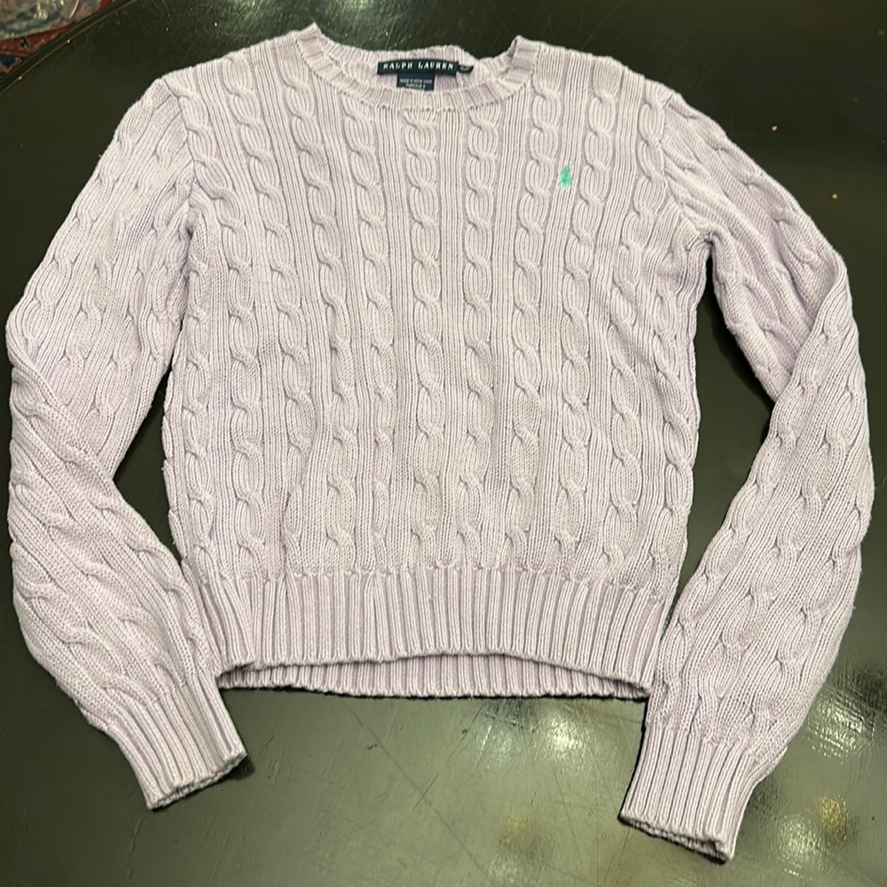Women’s lilac Ralph Lauren cable knit lightweight sweater